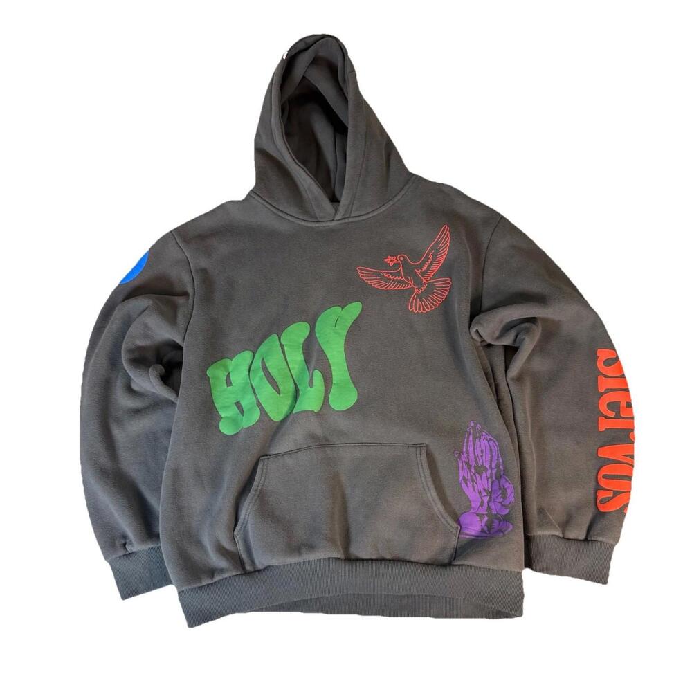 hbat Kanye West Holy GodLivesHere Hoodie Sweatshirt Gray Pullover Adult Large